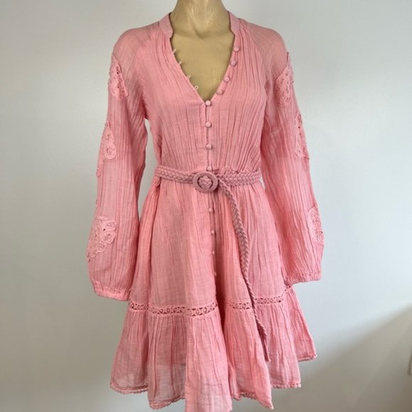 Guess Dresses & Skirts - Guess Eco Arita Dress Brand New Boho Gauzy Sleeved Dress with Belt Embroidered